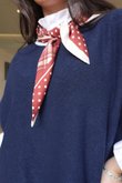 Plaid & Polka Border Triangle Silk Neckerchief Deep Rust